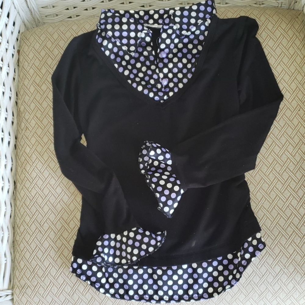 Long sleeve top with satin embellishments